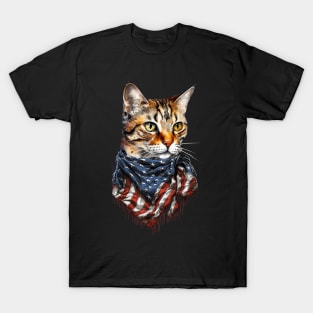 4th of july Cat American US Flag Country 4th Of July T-Shirt